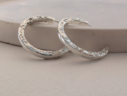 Sand cast hoops earrings