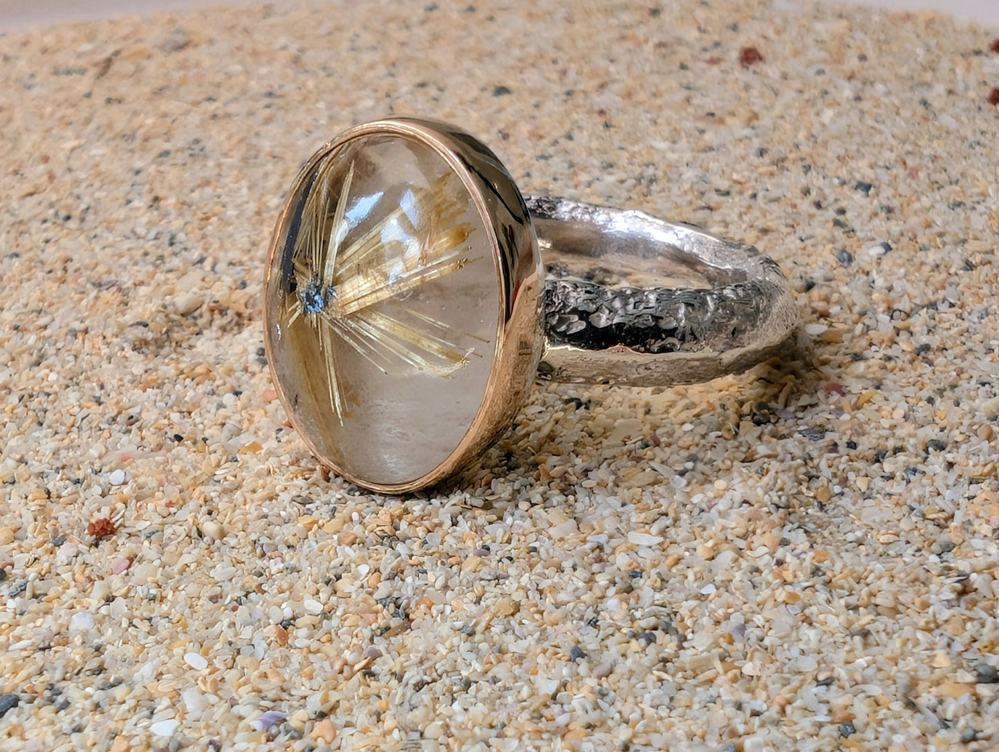 Quartz Gold and Silver Ring