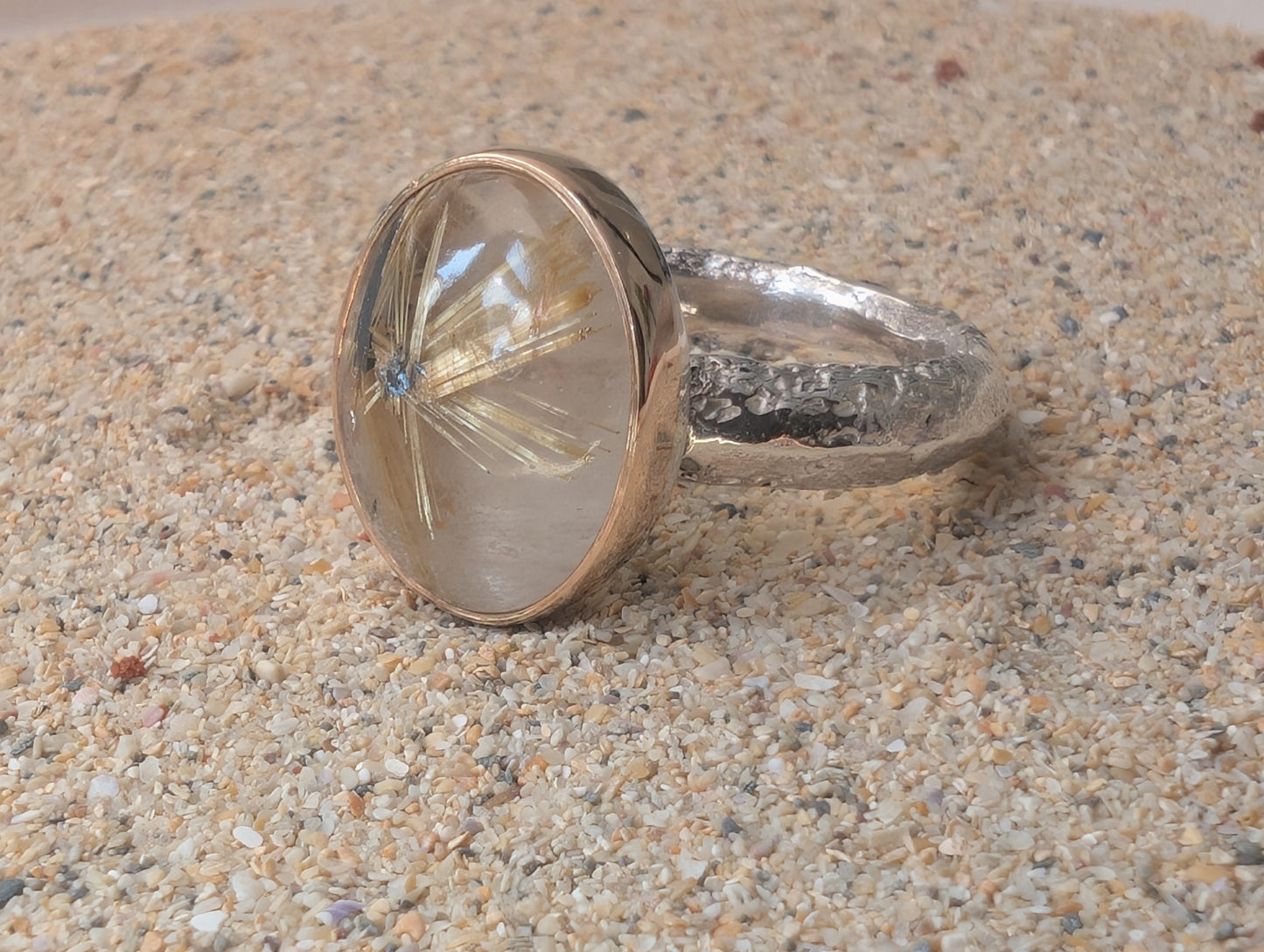 Quartz Gold and Silver Ring