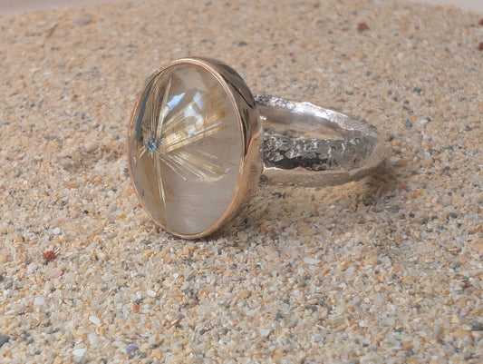 Quartz Gold and Silver Ring