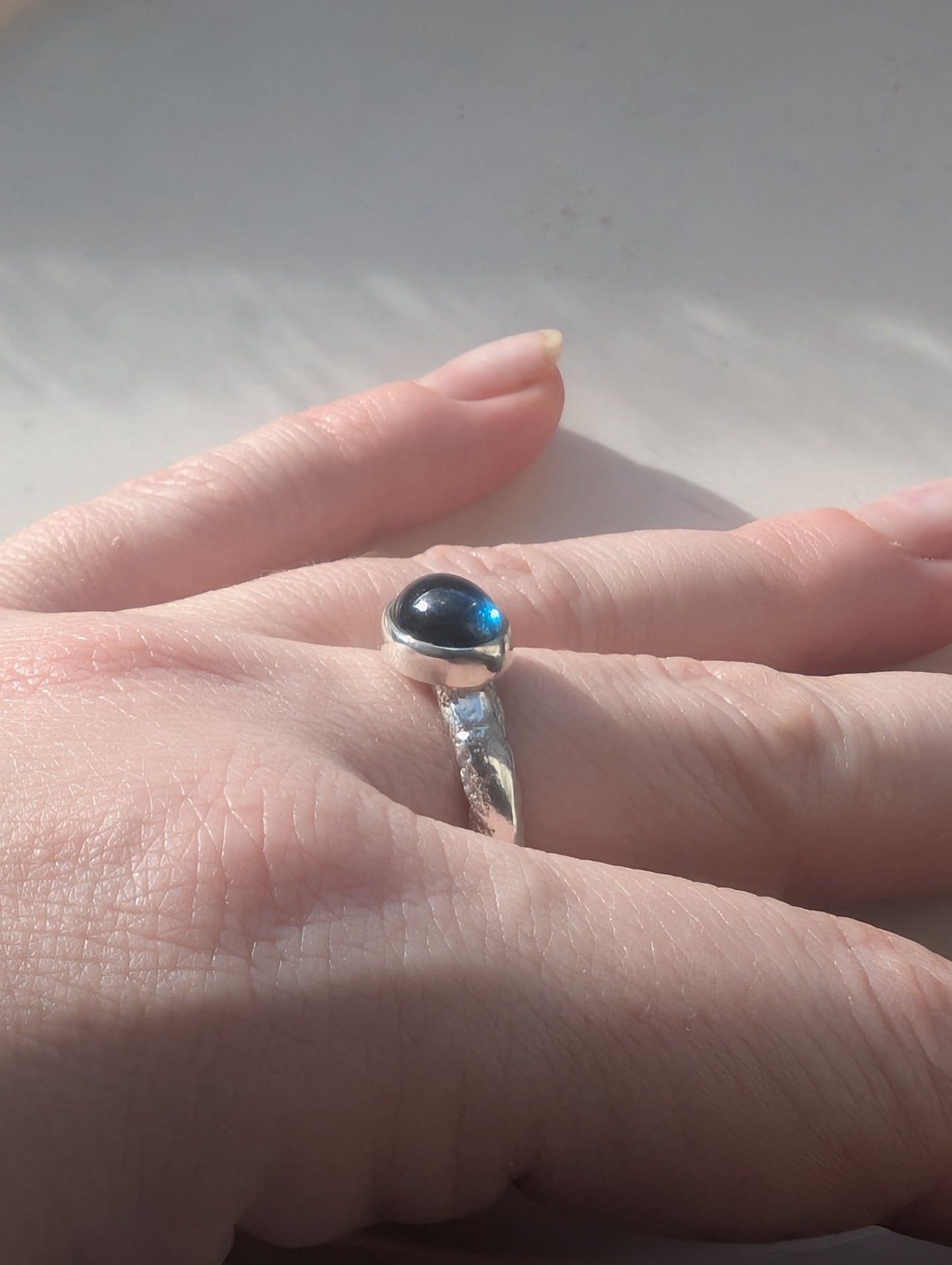 Deep blue tourmaline ring